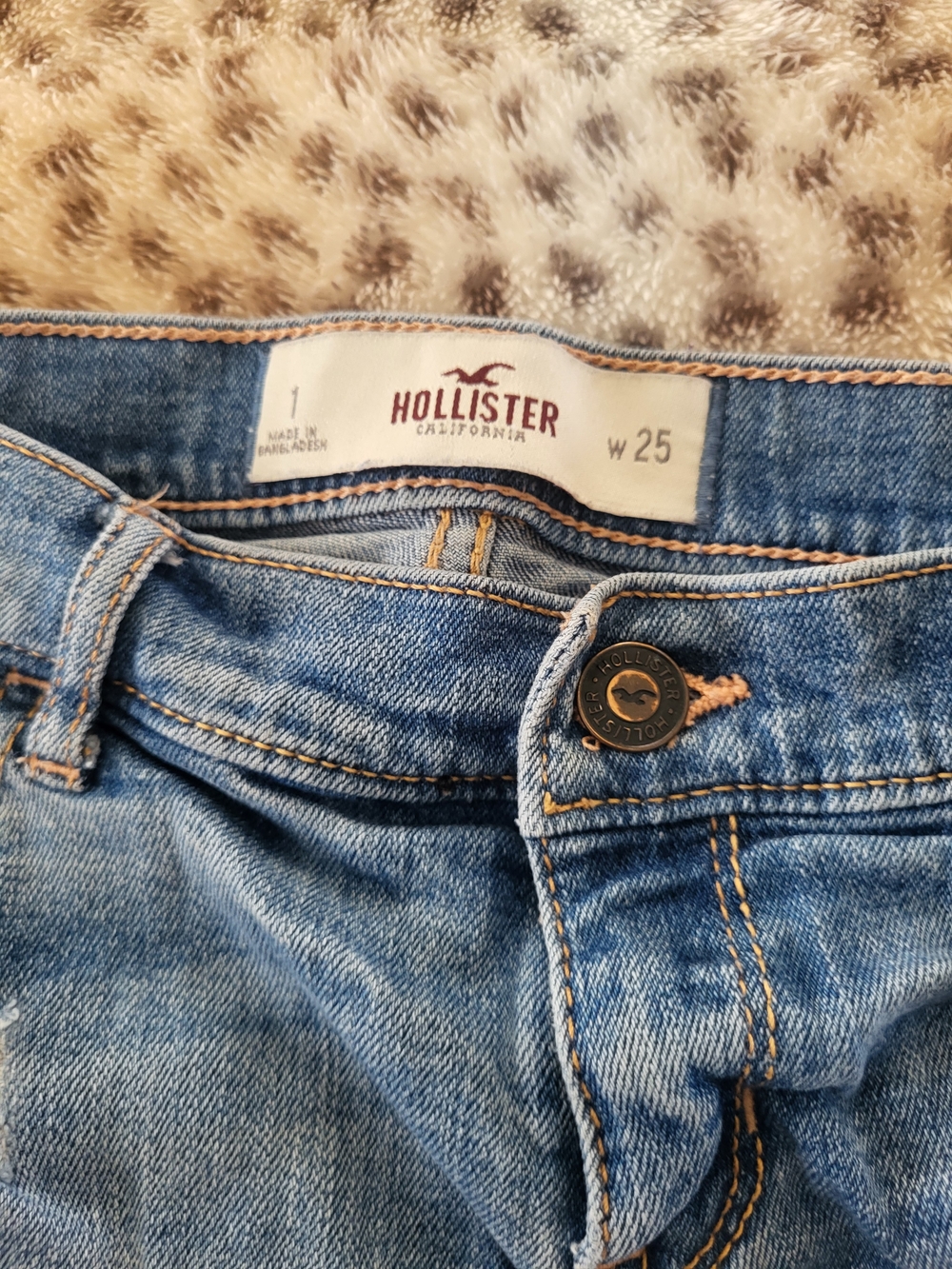 Hollister Blue Distressed Rolled Cuff Denim Shorts - Picture 6 of 8